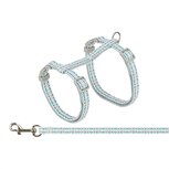 Trixie kattentuigje met riem retro motief grijs / blauw