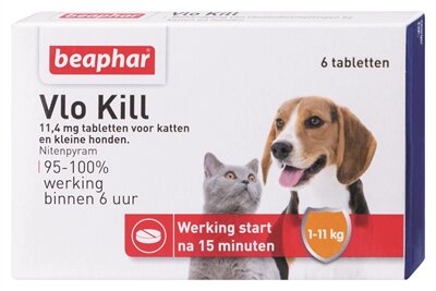 Beaphar vlo kill+ kleine hond/kat tot 11 kg