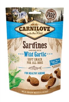 Carnilove soft snack sardines / wilde knoflook