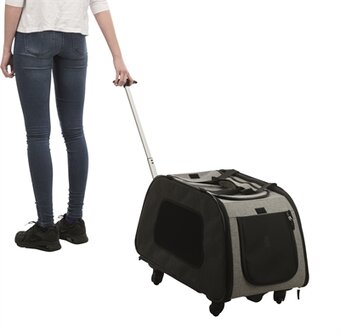 Trixie reismand trolley zwart / lichtgrijs