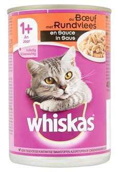 12x whiskas blik adult rund in saus