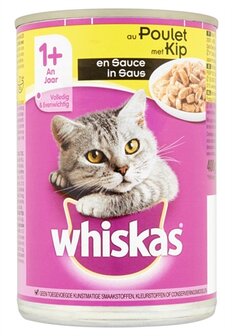 12x whiskas blik adult brokjes in saus kip