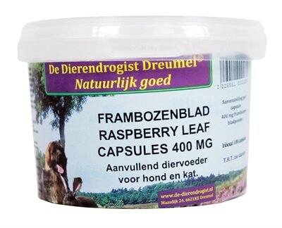 Dierendrogist frambozenblad capsules 400 mg