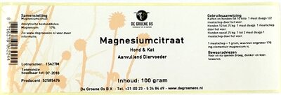 De groene os magnesiumcitraat hond / kat