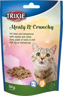 Trixie meaty &amp; crunchy kip / catnip glutenvrij