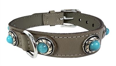 Sazzz halsband hond adventure stone classic leer taupe