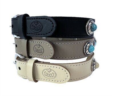 Sazzz halsband hond adventure stone classic leer creme