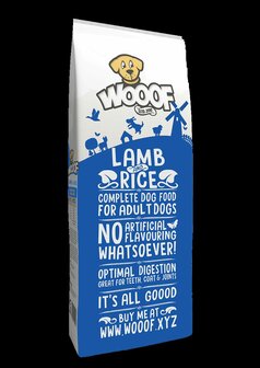  Wooof lam en rijst 18kg (ivm lichte transportschade)