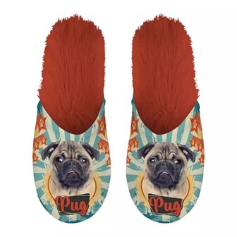 Pantoffel pug mopshond oranje