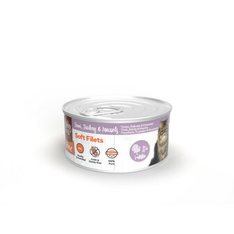 HobbyFirst Feline Blik Zachte Filets Tonijn &amp; Kalkoen &amp; Mossel 70gr