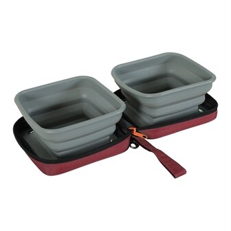 Zolux bvk 2in1 opvouwbare voerbak en drinkbak rood