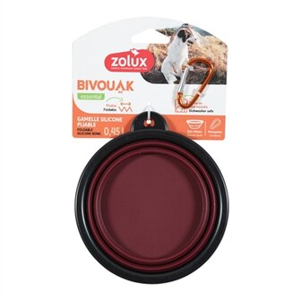 Zolux bvk voerbak opvouwbaar siliconen rood