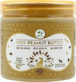 Pawfect Pindakaas voor de hond Naturel 450 gr.