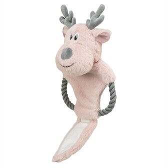 Trixie xmas rendier met touw pluche / katoen roze