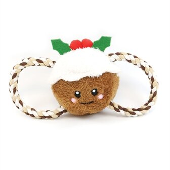 Happy pet kerstpudding tug of war met touw