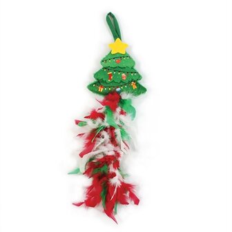 Happy pet deurhanger kerstboom met veren