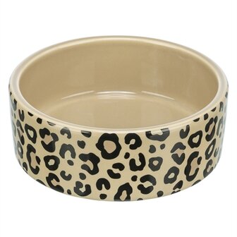 Trixie voerbak / drinkbak leo kat keramiek panterprint assorti