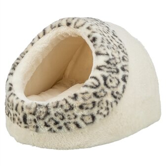 Trixie kattenmand iglo leo  soft pluche creme / panterprint