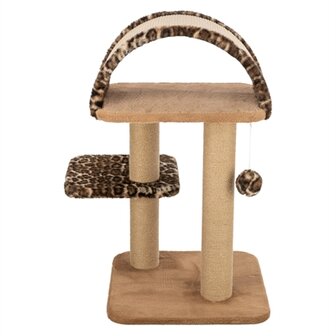 Trixie krabpaal leo panterprint ligplaats met boog bruin