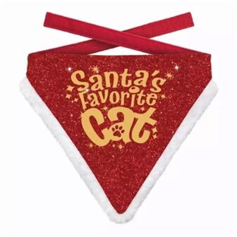 Plenty gifts kerst bandana santa&#039;s favorite cat rood goud