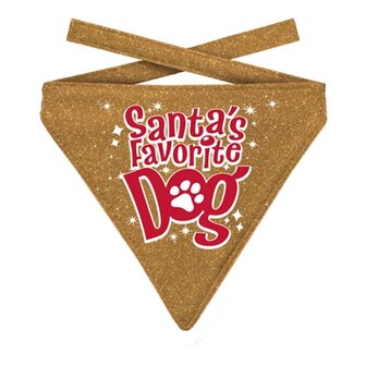 Plenty gifts kerst bandana santa&#039;s favorite dog glitter goud