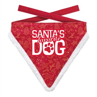 Plenty gifts kerst bandana santa&#039;s favorite dog poot rood