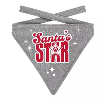 Plenty gifts kerst bandana santa&#039;s star glitter zilver