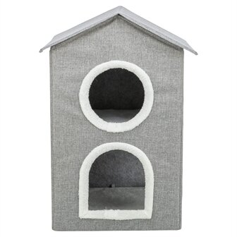 Trixie kattenmand / kattenhuis nora soft 2 verdriepingen lichtgrijs