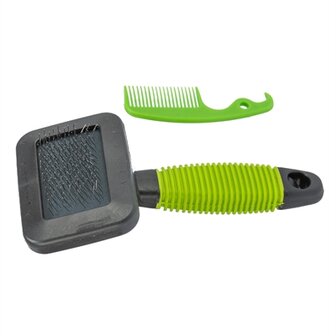 Trixie slickerborstel kunststof / metalen pinnen groen