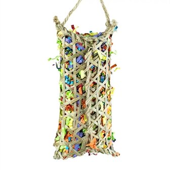 Back zoo nature parakeet woven bamboo pouch