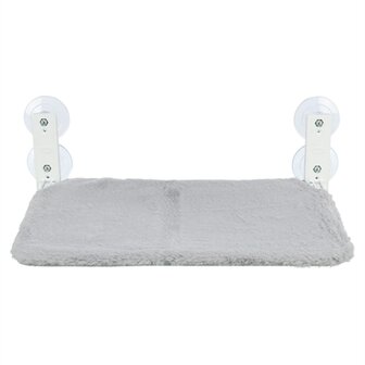 Trixie hangmat voor aan raam opvouwbaar pluche / mesh wit / grijs