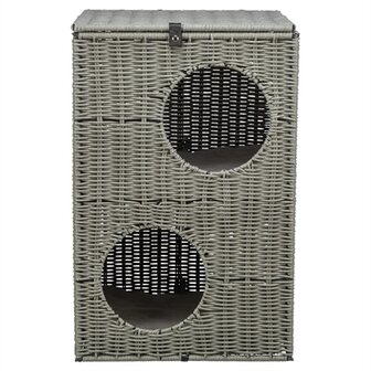 Trixie kattenmand amalia hoekig polyrattan grijs