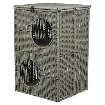 Trixie kattenmand amalia hoekig polyrattan grijs