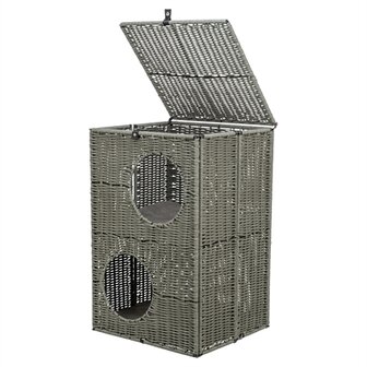 Trixie kattenmand amalia hoekig polyrattan grijs