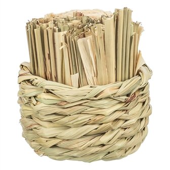 Trixie mand gras met hooi / maisbladeren / houten stokjes