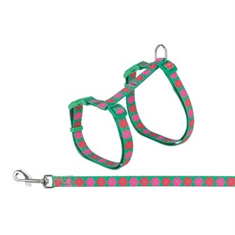 Trixie kattentuigje met riem flower power motief assorti