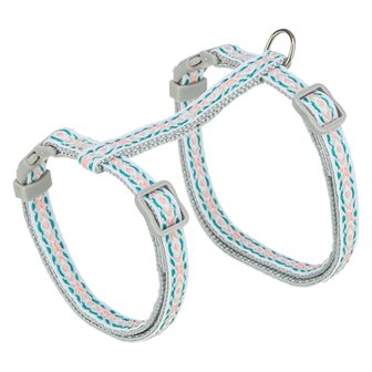 Trixie kattentuigje met riem retro motief grijs / blauw