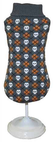 Croci hondentrui halloween tricky skulls grijs / oranje