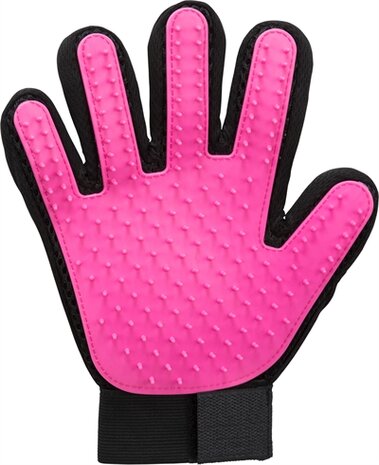 Trixie vachtverzorgingshandschoen mesh-materiaal / tpr roze / zwart