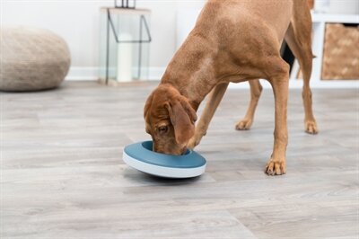 Trixie slowfeeding rocking bowl kunststof / tpr grijs / blauw