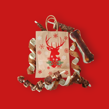 kersttas met hondensnacks OP=OP