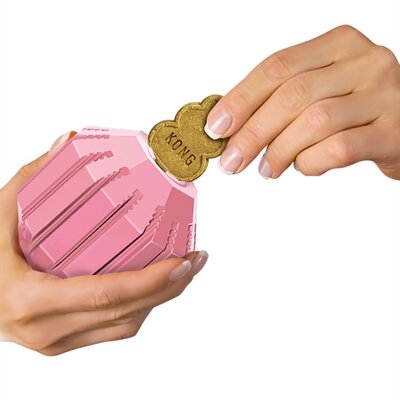 Kong puppy activity rubber bal roze of lichtblauw assorti