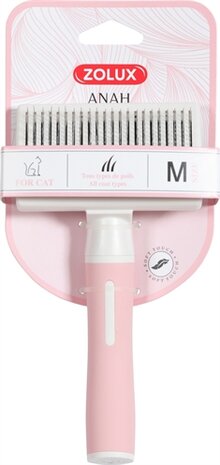 Zolux anah slickerborstel intrekbaar roze / wit