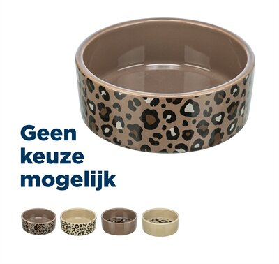 Trixie voerbak / drinkbak leo kat keramiek panterprint assorti