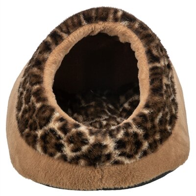 Trixie kattenmand iglo leo  soft pluche bruin / panterprint