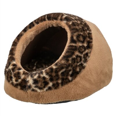Trixie kattenmand iglo leo  soft pluche bruin / panterprint
