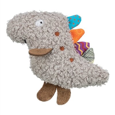 Trixie dino pluche met kattenkruid / catnip grijs