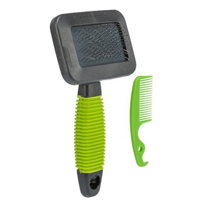 Trixie slickerborstel kunststof / metalen pinnen groen