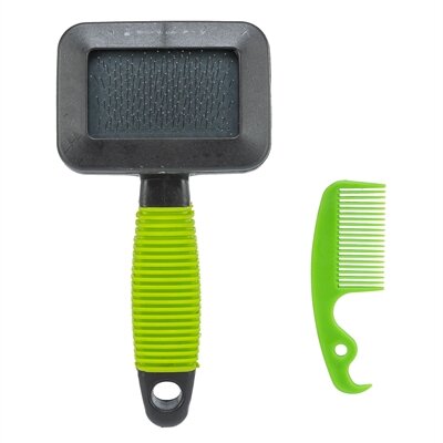 Trixie slickerborstel kunststof / metalen pinnen groen