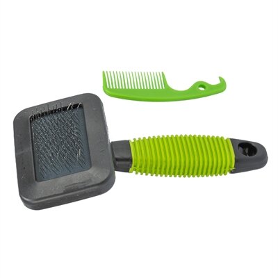 Trixie slickerborstel kunststof / metalen pinnen groen